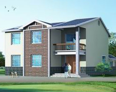 [永云別墅]457湖南新農(nóng)村雙拼二層別墅住宅16.5m×12m