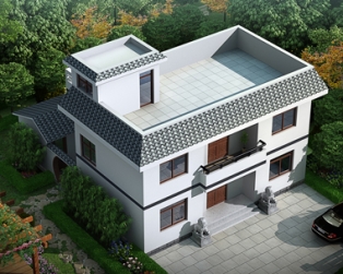 AT1607帶內(nèi)庭院二層簡約實用平頂房屋設(shè)計全套圖紙11.1mX12.3m