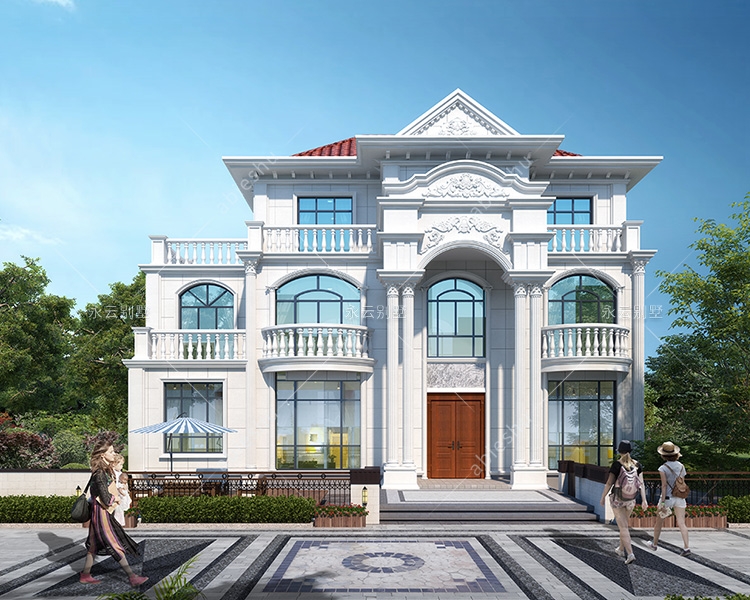 歐式風格四間三層豪華高端別墅建筑設計施工圖紙15.4mX8.2m